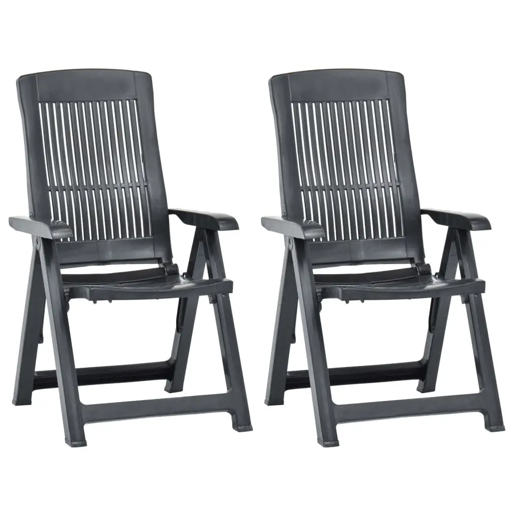 Patio Reclining Chairs 2 Piece Set Plastic Anthracite