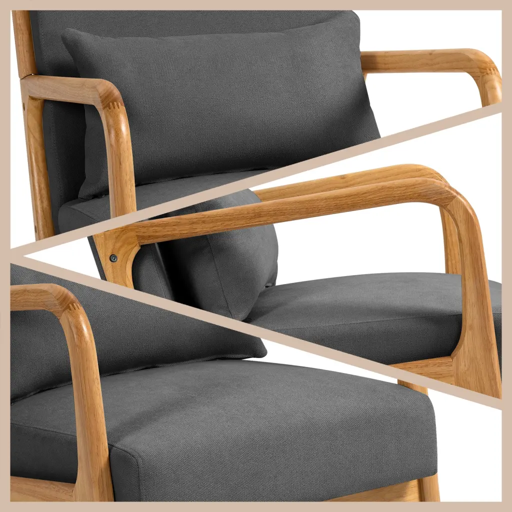 Leisure Chair Solid Timber Armrest And Feet Mid Century Modern rnb