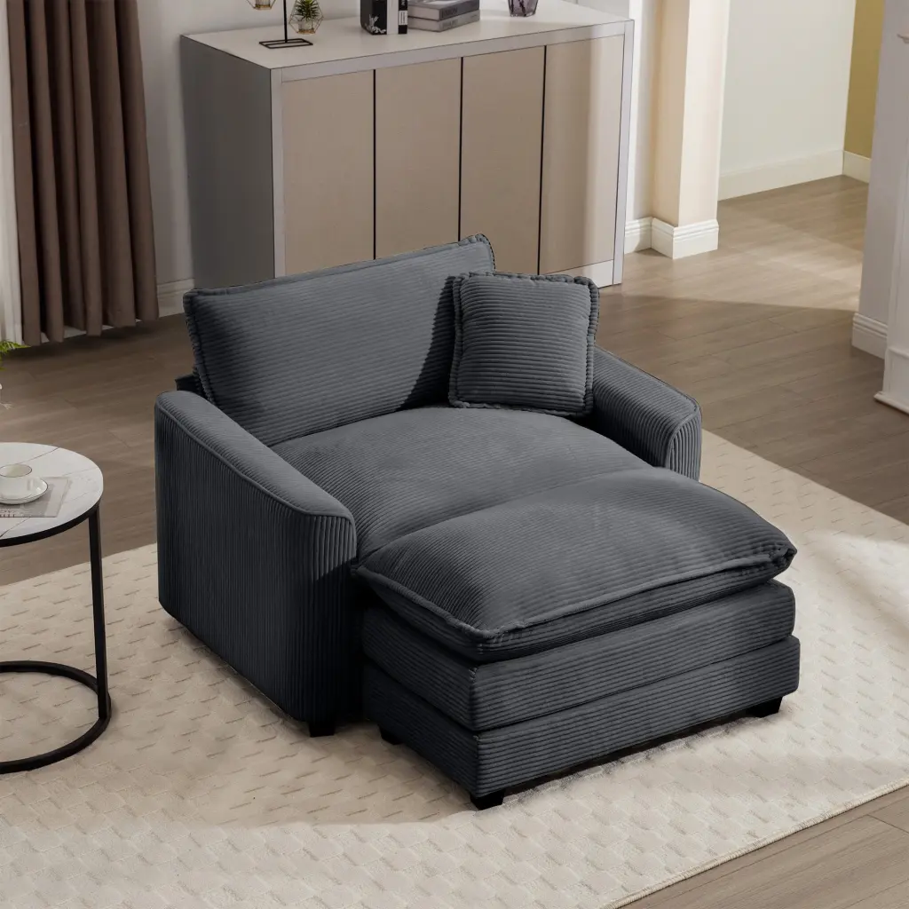 Cozy Single Chair Deep Seat Sofa Footstool And One Pillow ui furniture
