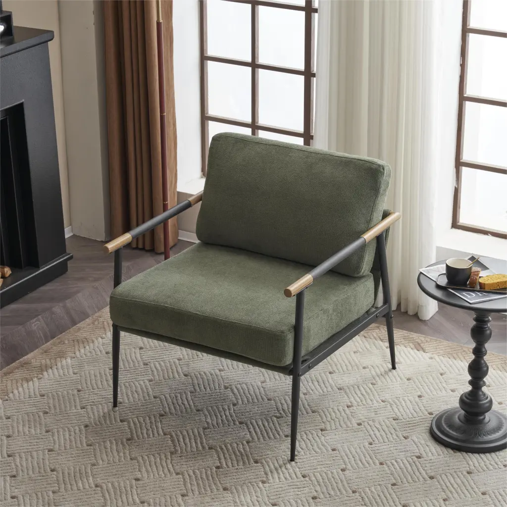 Upholstered Mid Century Lounge Chair - Chenille Reading Armchair ui furniture