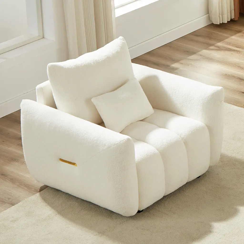 Mh39.7'' Teddy Material Sofa Modern Lounge Chair Upholstered One Pillow w1193