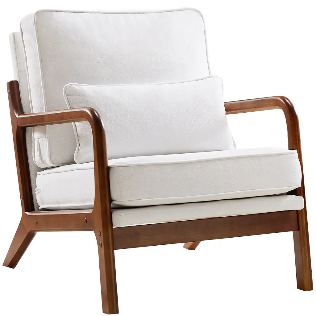 Chair Lumbar Pillow Lounge Arm Chairs Linen Fabric Comfy Reading Chair w2201