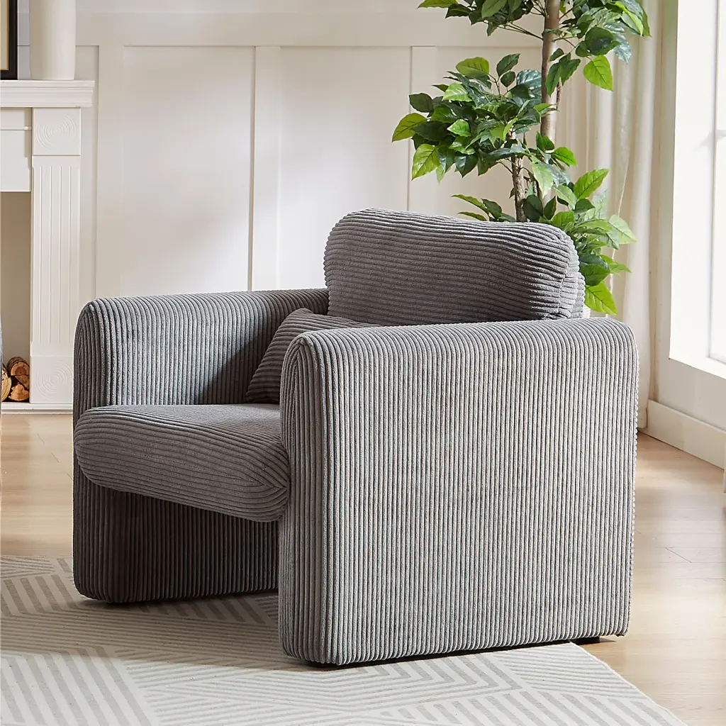 33 Inch Corduroy Modern Lounge Chair Single Sofa welike furniture