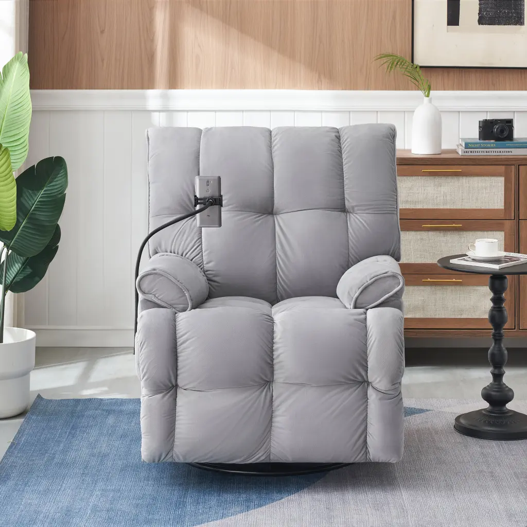 Single Chair Gray Cozy Seat Soft And Comfortable Cushion ylf fff