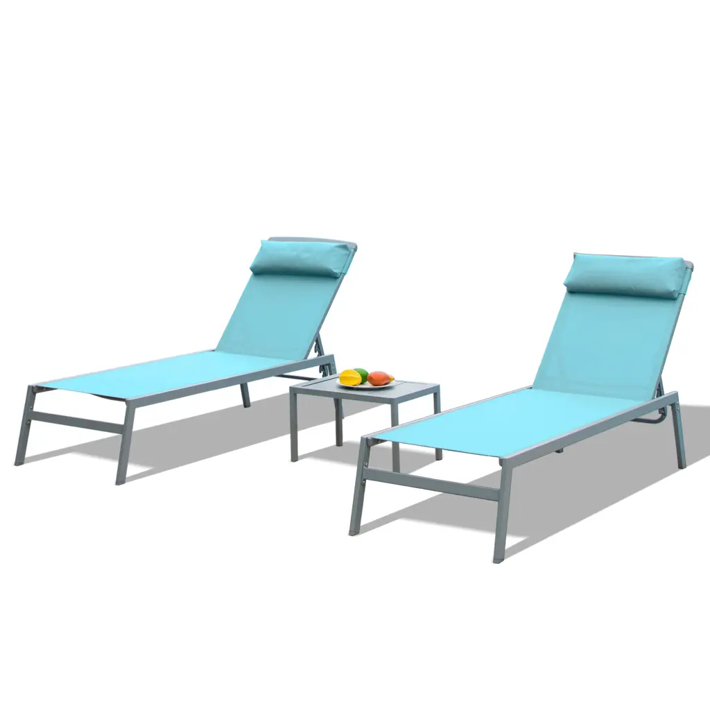 3 Piece Patio Chaise Lounge Set Light Metal Poolside Relaxation crefise patio life