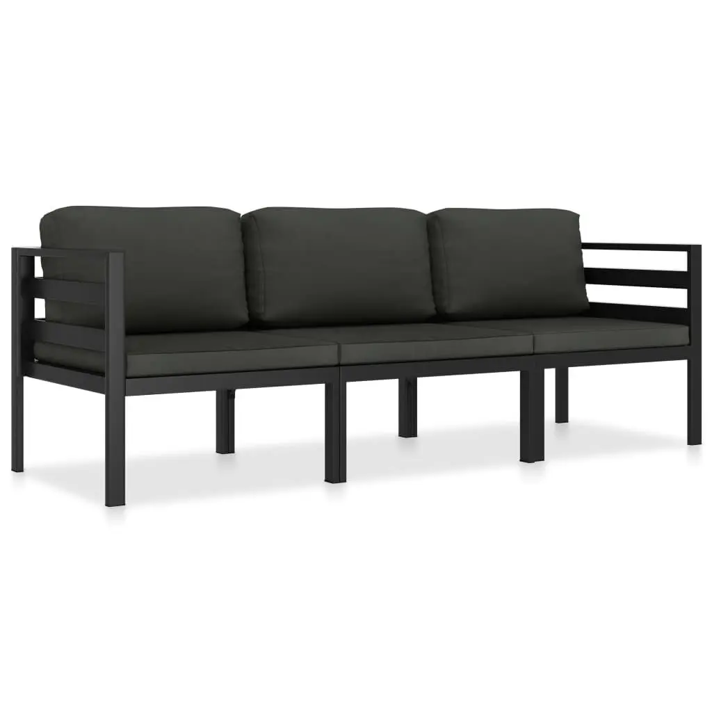 3 Piece Patio Lounge Set Cushions Aluminum Anthracite Outdoor Seating