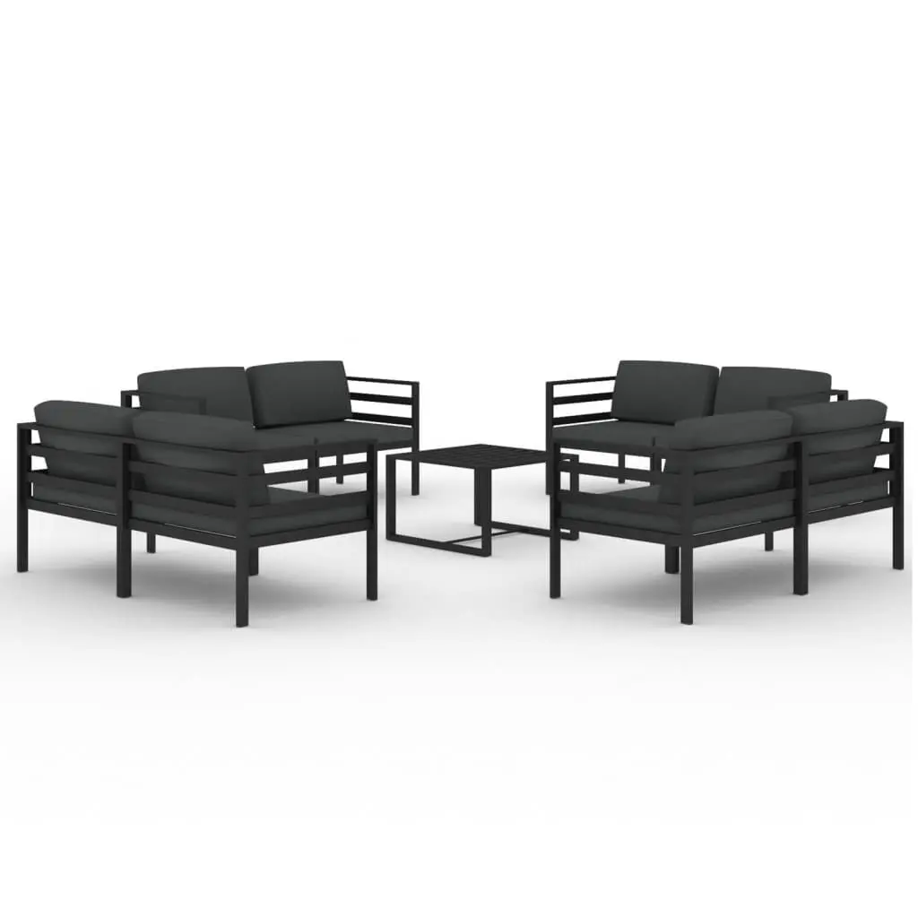 9 Piece Patio Lounge Set Cushions Aluminum Anthracite Outdoor Seating