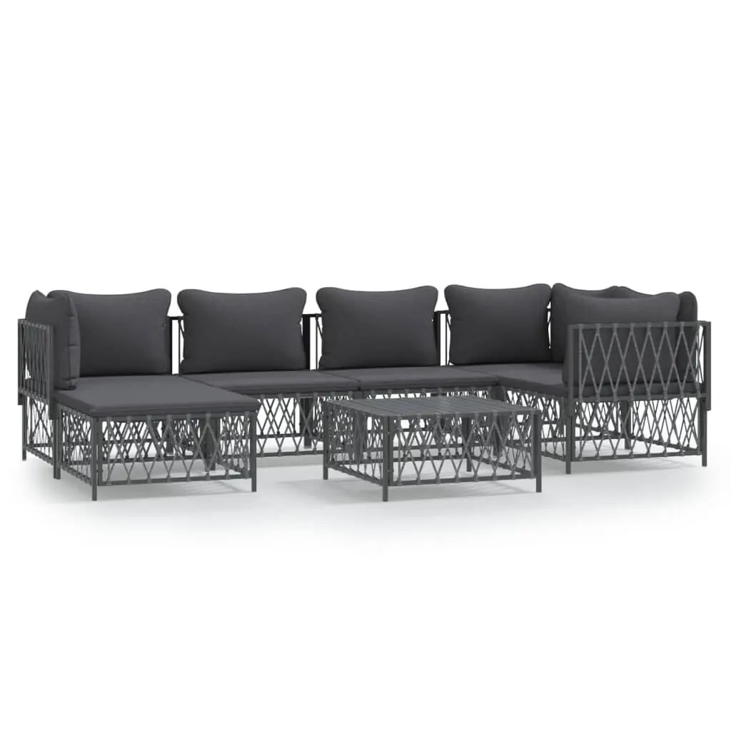 7 Piece Patio Lounge Set Cushions Anthracite Steel Outdoor Sofa Set