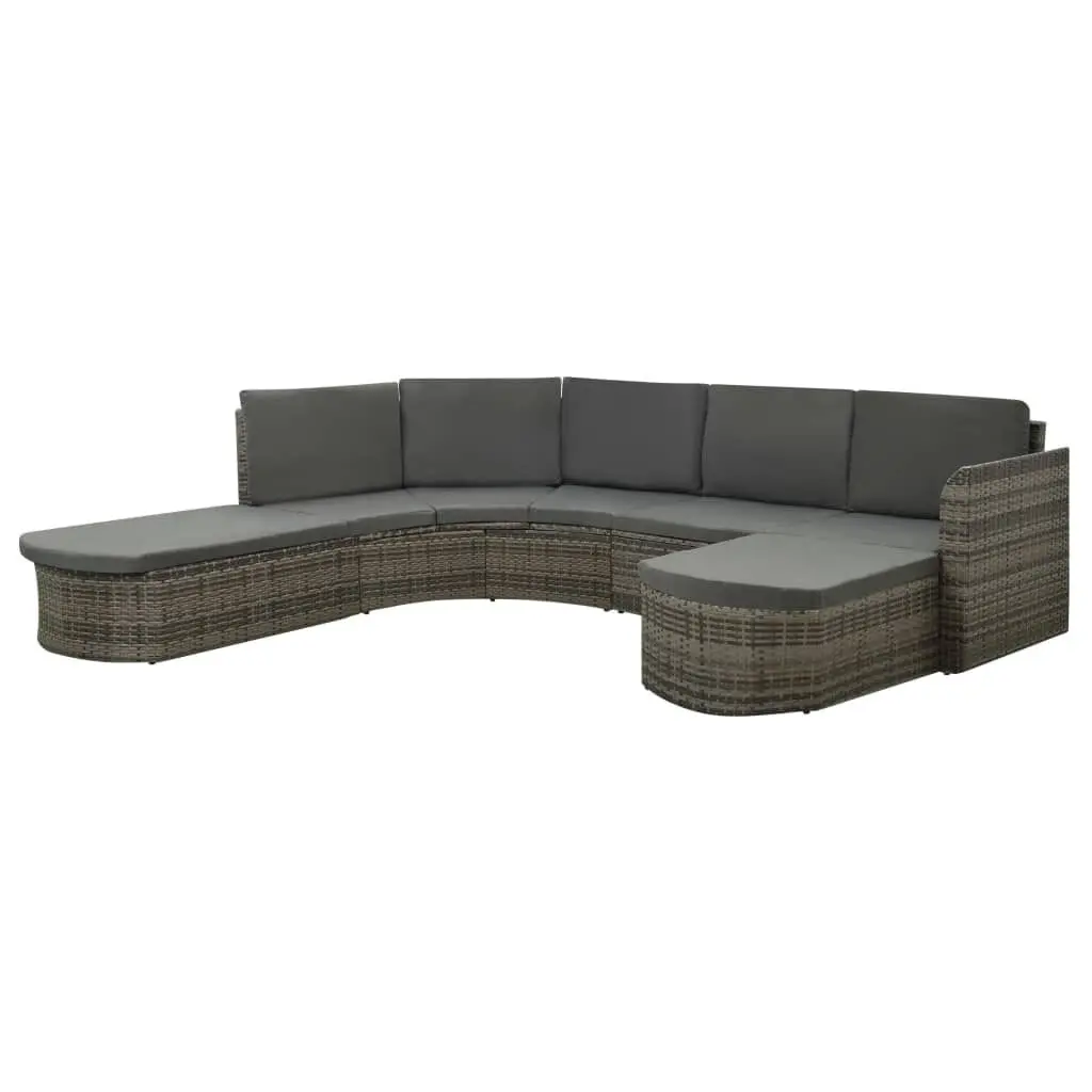4 Piece Patio Lounge Set Cushions Poly Rattan Gray Outdoor Furniture