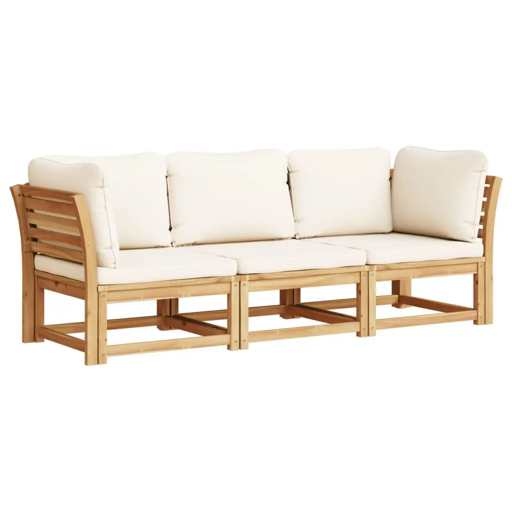 3 Piece Patio Lounge Set Cushions Solid Wood Acacia Outdoor Seating