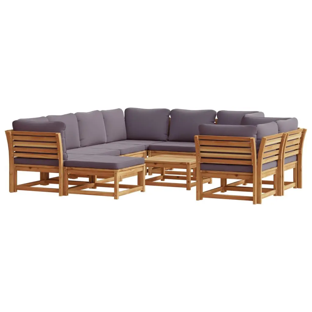 10 Piece Patio Lounge Set Cushions Solid Wood Acacia Outdoor Furniture