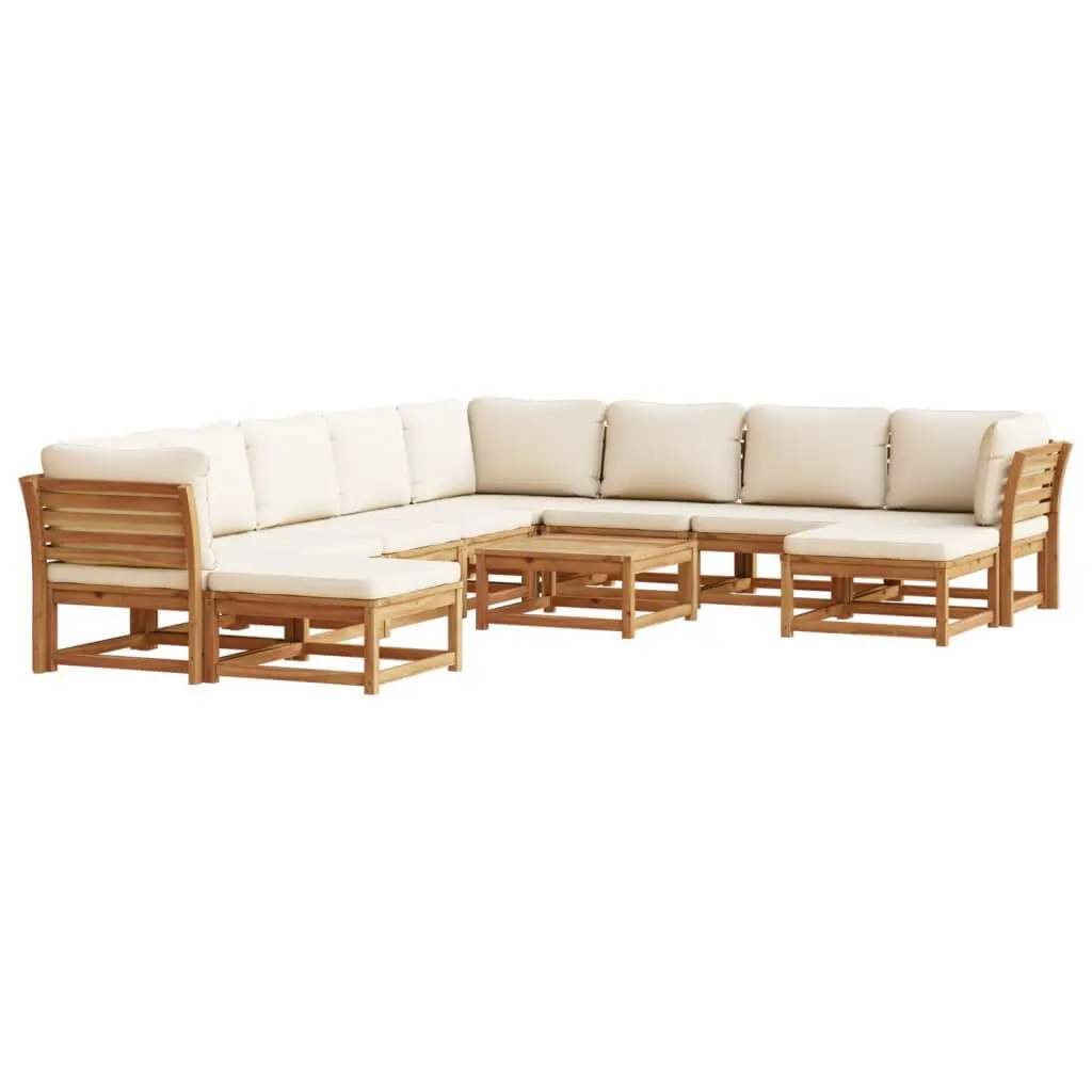 11 Piece Patio Lounge Set Cushions Solid Wood Acacia Premium Outdoor Furniture