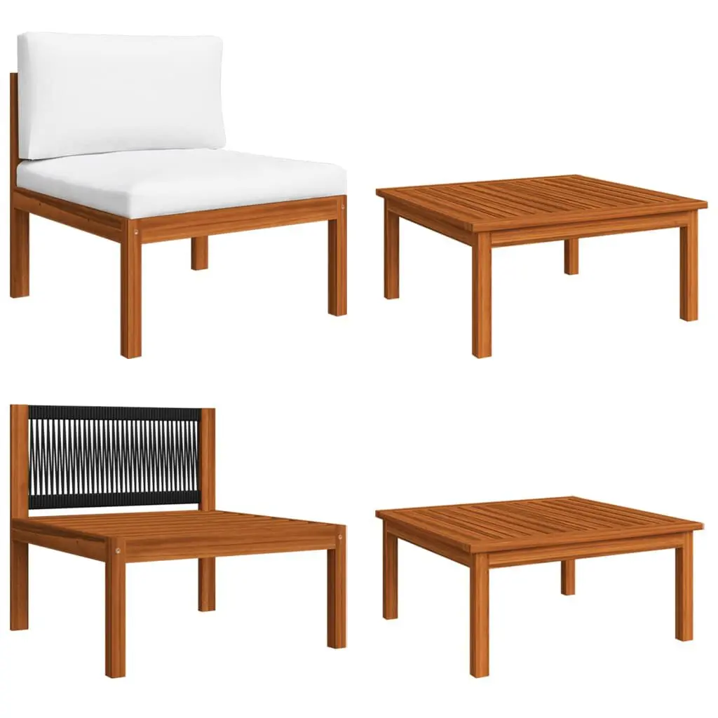 2 Piece Patio Lounge Set Cushions Solid Acacia Wood Outdoor Furniture