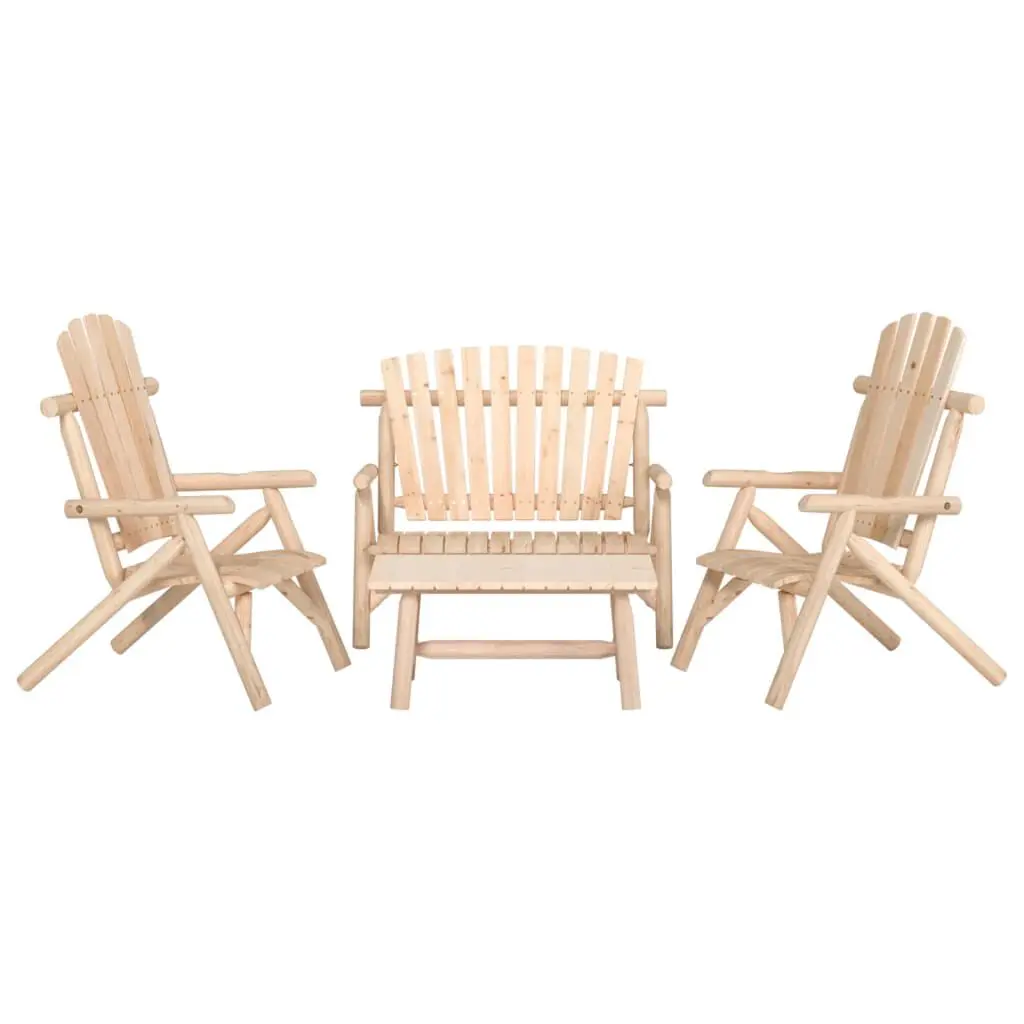 4 Piece Patio Lounge Set Solid Wood Spruce Outdoor Furniture