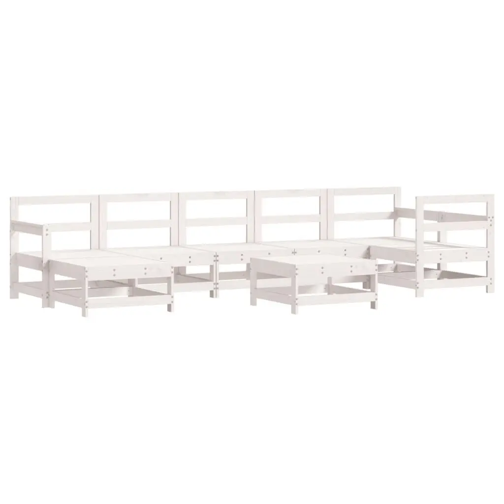 8 Piece Patio Lounge Set White Solid Wood Pine Outdoor Furniture Cushions