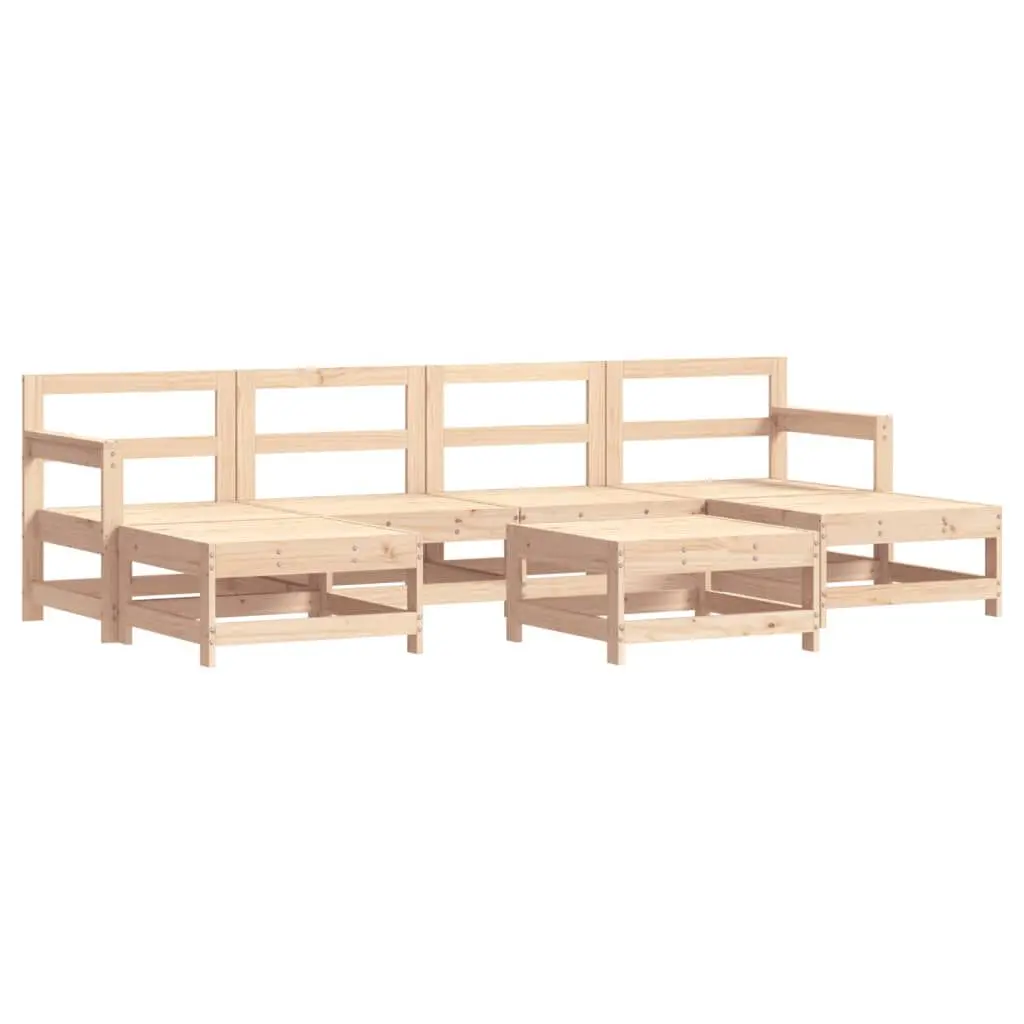 7 Piece Solid Pine Wood Patio Lounge Set Outdoor Living