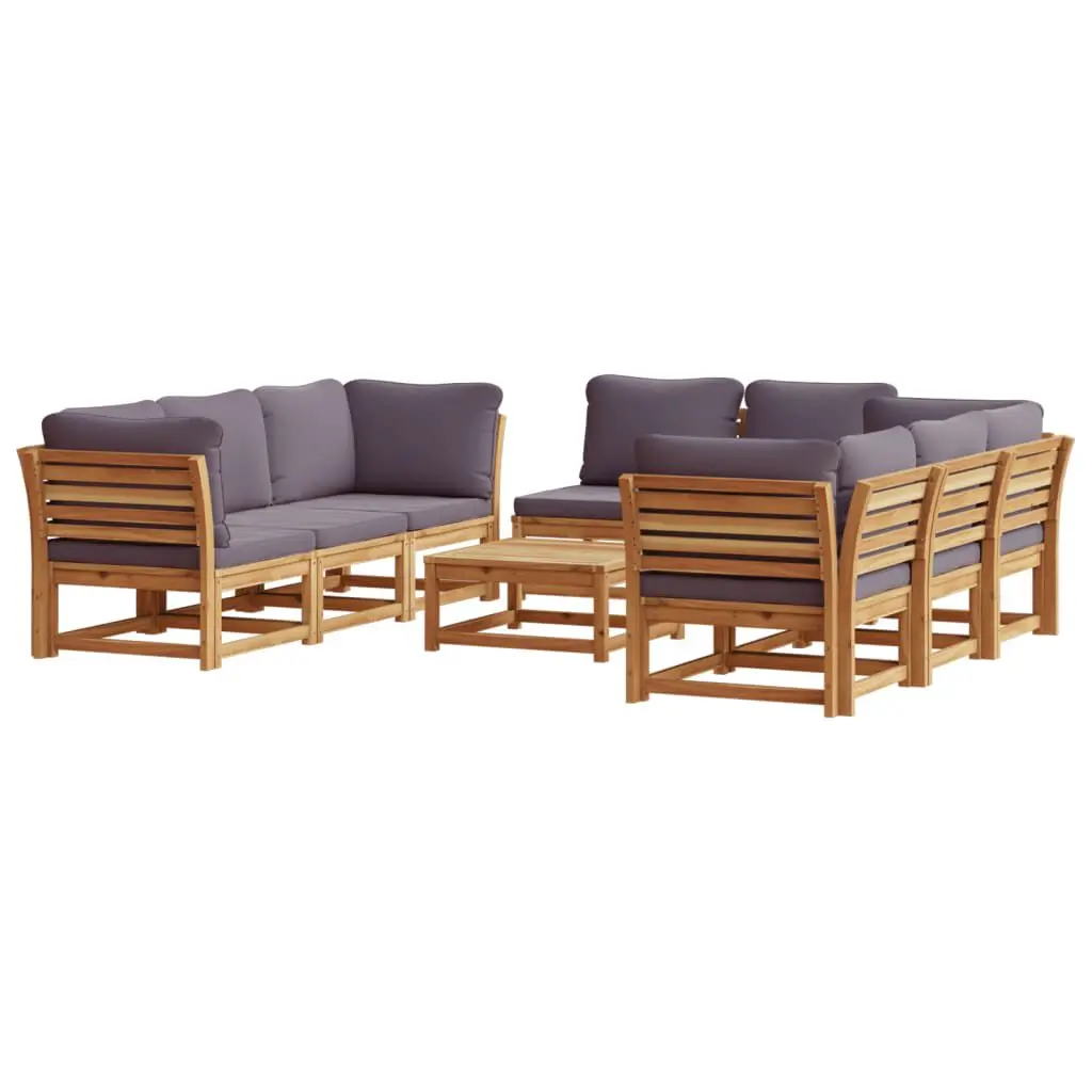 9 Piece Solid Wood Acacia Patio Lounge Set Cushions Outdoor Furniture