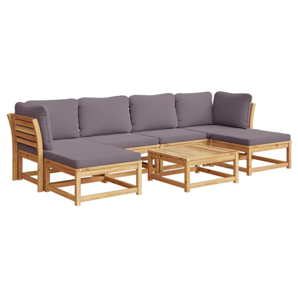 7 Piece Solid Wood Acacia Patio Lounge Set Cushions Outdoor Furniture
