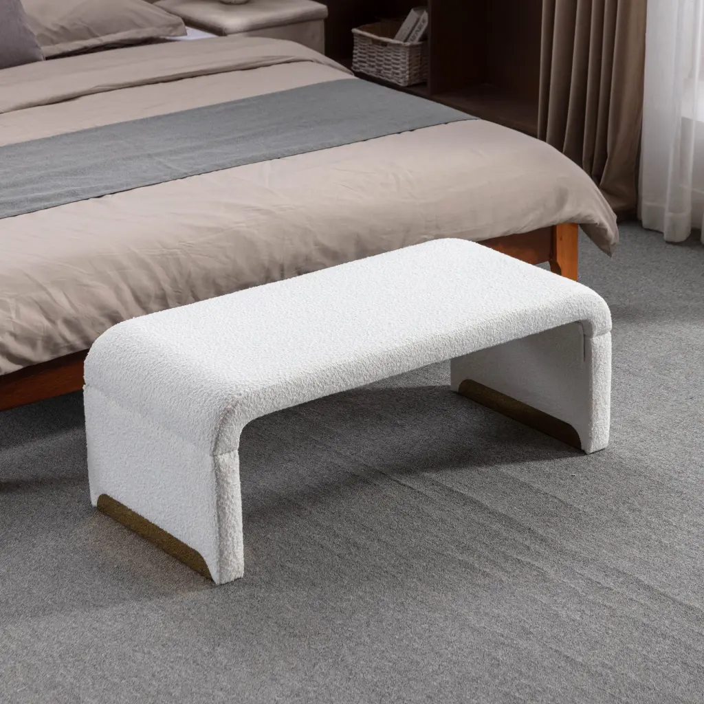 Boucle Material Loveseat Ottoman Footstool Bedroom or Shoe Bench dg collection
