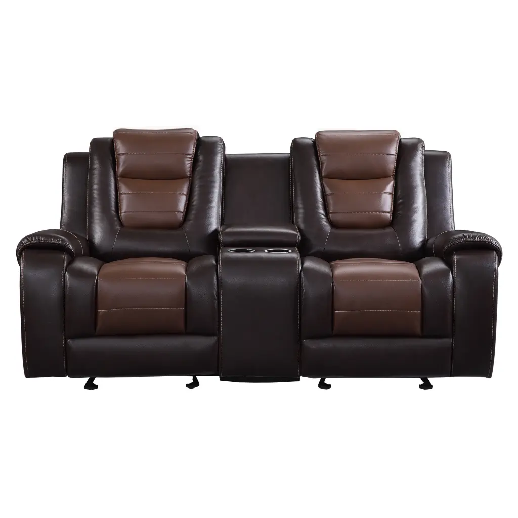 Modern Premium Loveseat Dual Glider Recliner Center Console kanepe