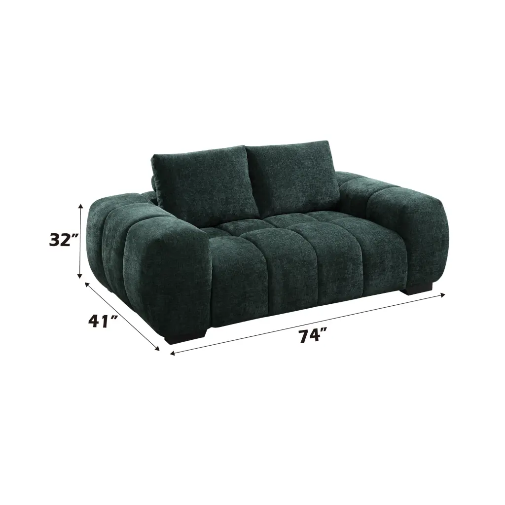 Ferrand Loveseat Green Chenille Upholstered Sofa Lv03041 Living Room acme onsite store