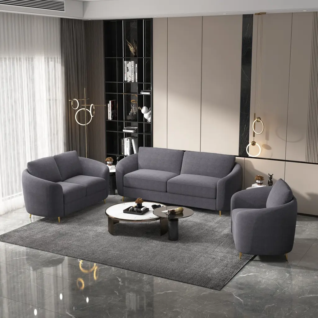 Yuina Sofa Gray Linen Loveseat Modern Living Room Couch acme onsite store