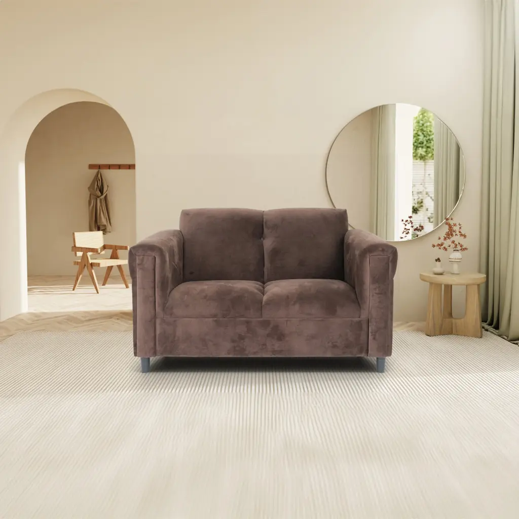 Dark Brown Suede Loveseat Sofa Living Room Modern D Cor Beautiful american-made seating