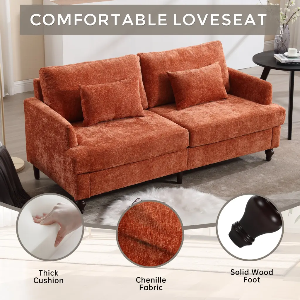 Coolmore Mid Century Modern Chenille Loveseat Sofa 2 Seat Upholstered coolmore w-395