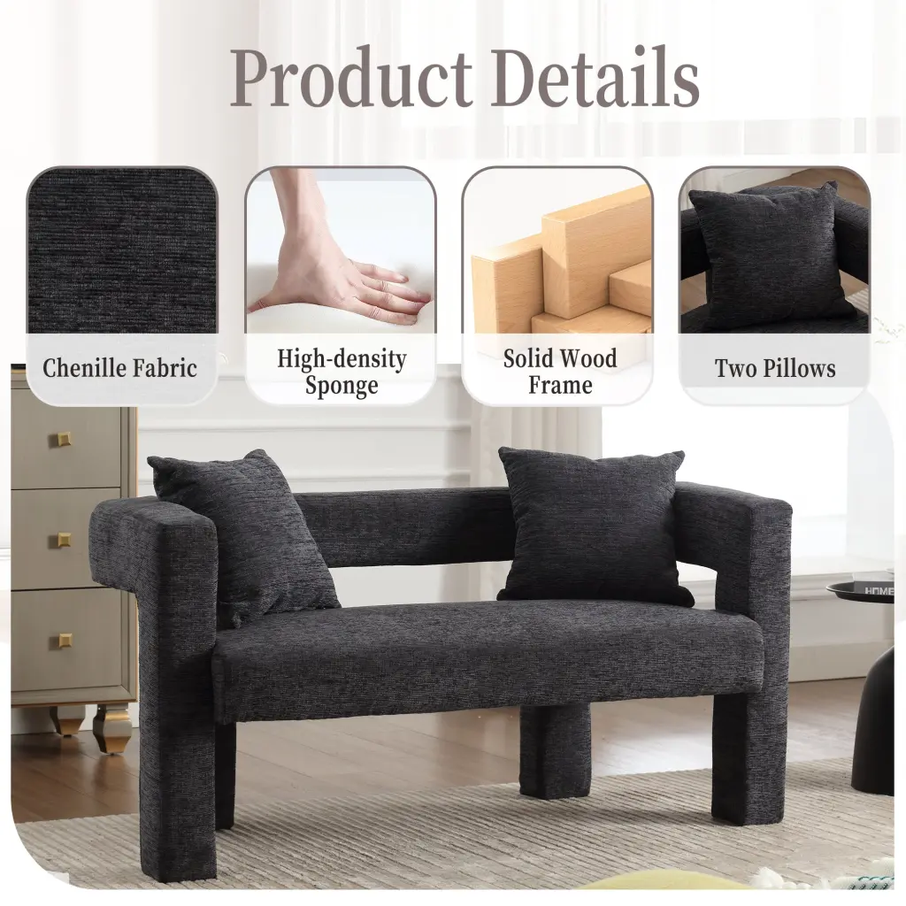 Coolmore Modern Chenille Loveseat Sofa Comfy Upholstered 2 Seater Sofa coolmore w-395