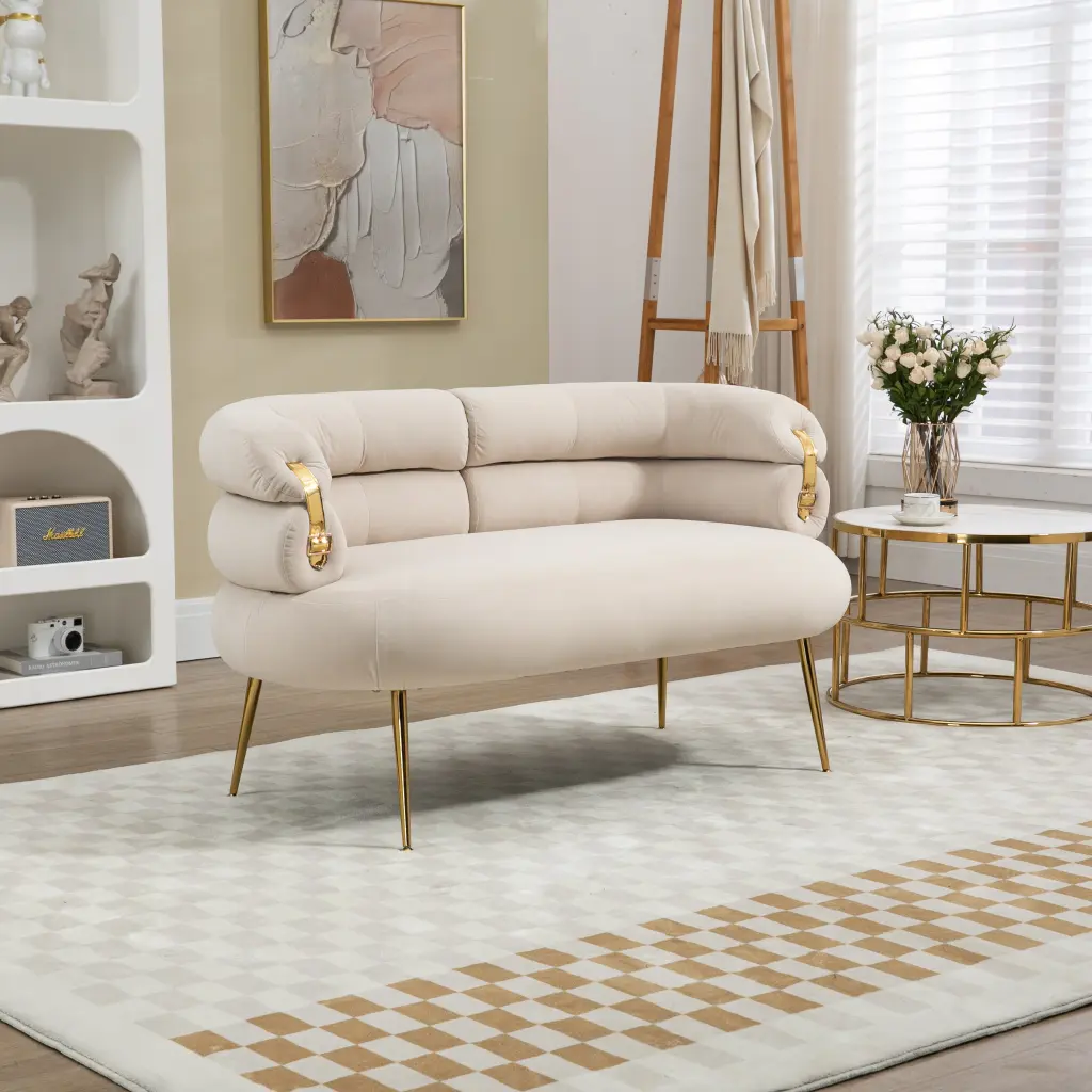 Coolmore Small Loveseat Sofa Upholstered Mini Couch and Curved Back coolmore w-395