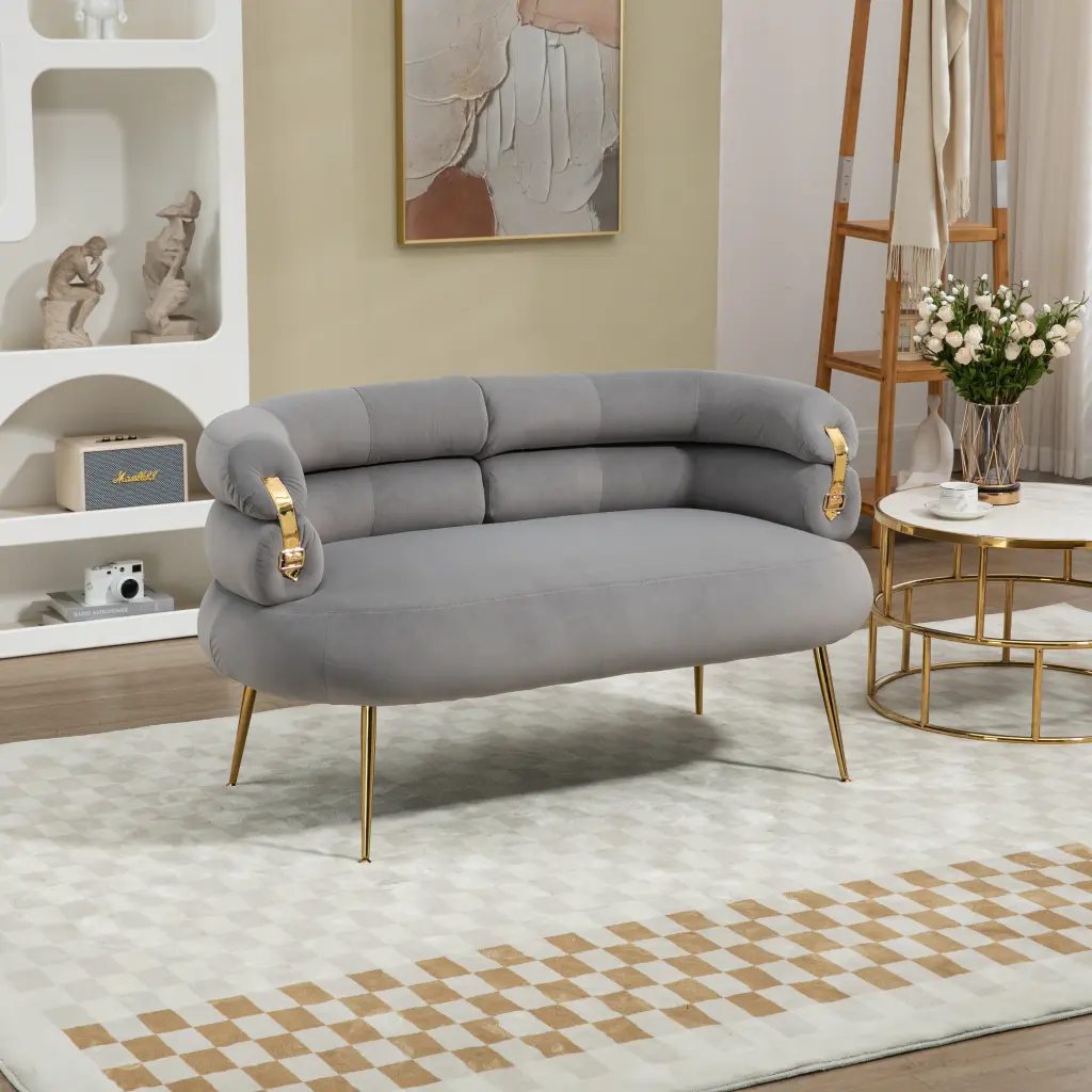 Coolmore Small Loveseat Sofa Upholstered Mini Couch Curved Backrest Apartment coolmore w-395