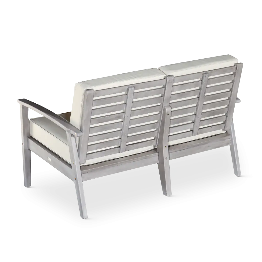 Eucalyptus Loveseat Cushions Silver Gray Finish Navy Cushions dty home