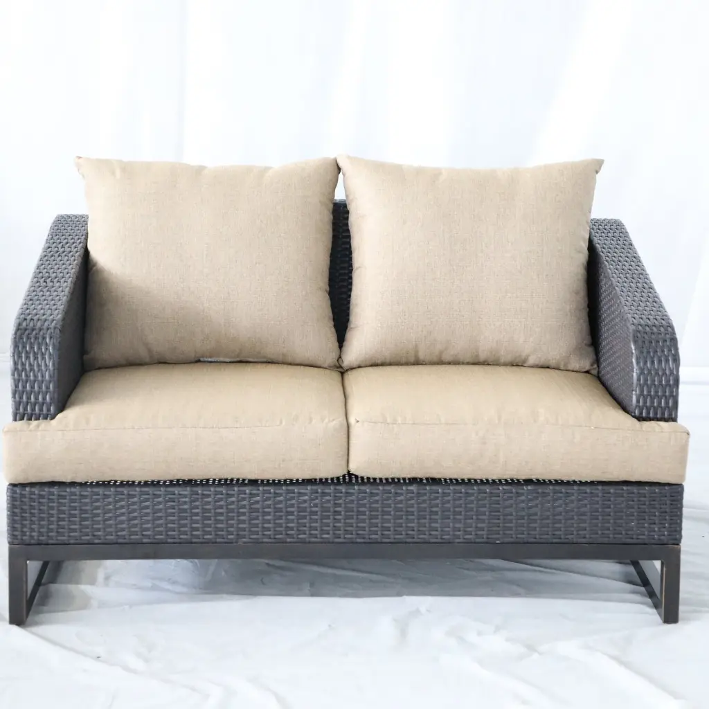 Comal Outdoor Wicker Loveseat Cushions Brown Chocolate Home Decor gathercraft