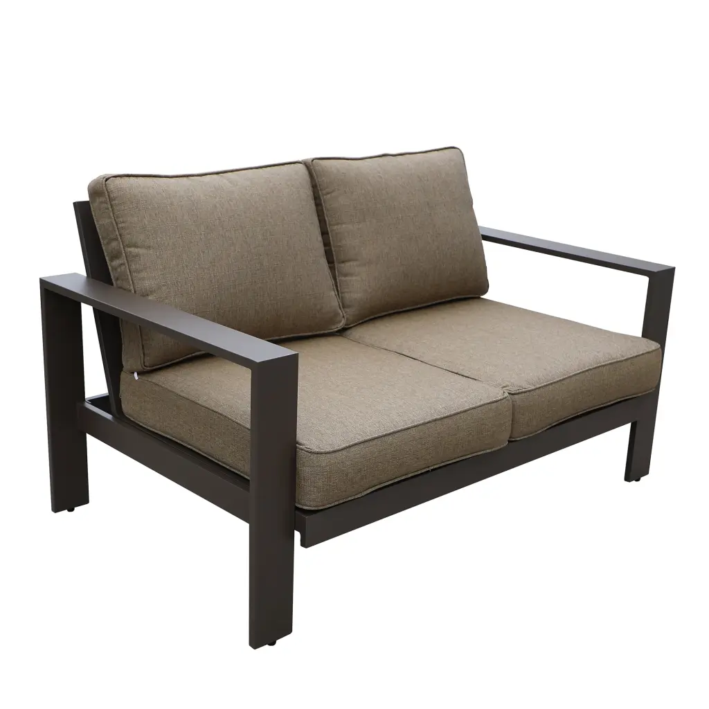 Hue Ado Outdoor Patio Brown Aluminum Framed Garden Loveseat Home Decor gathercraft