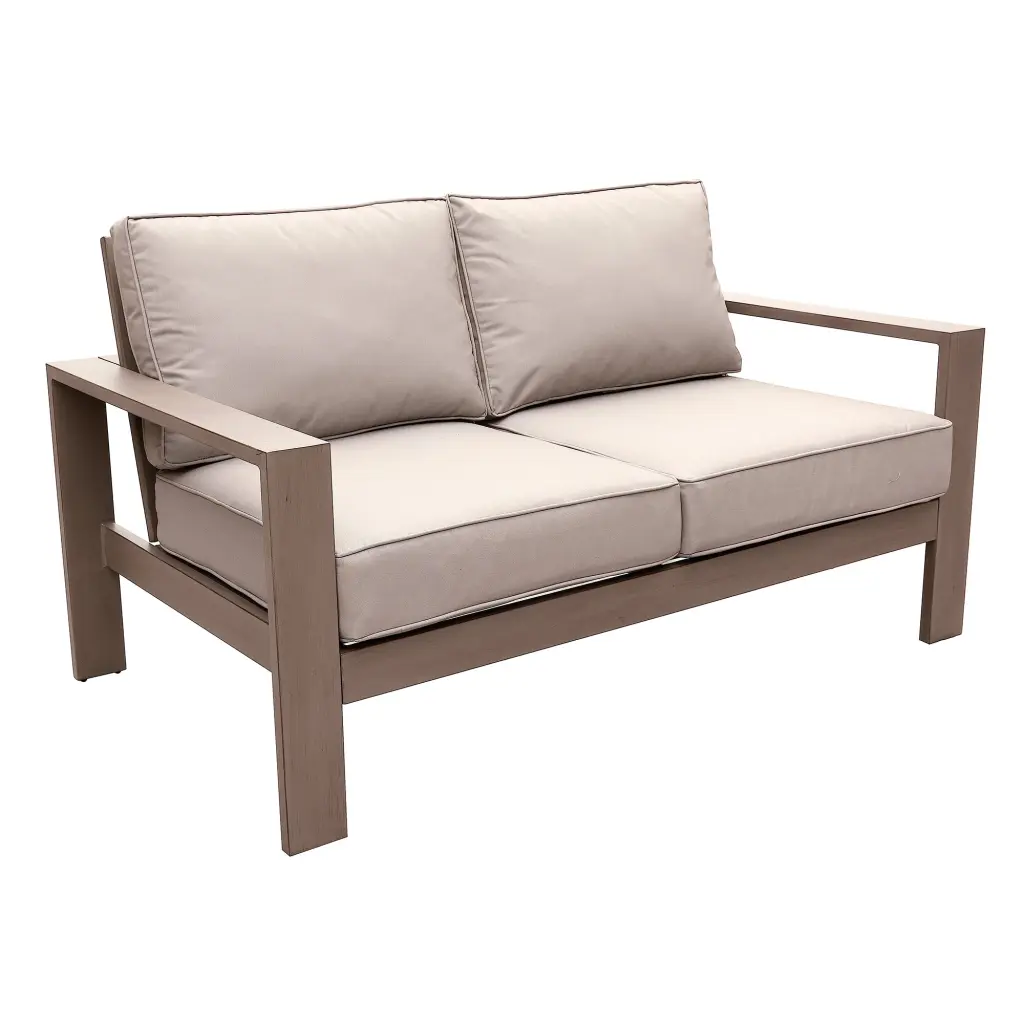 Loveseat Sofa Wood Grained Pewter Foam Aluminum Frame Living Room gathercraft