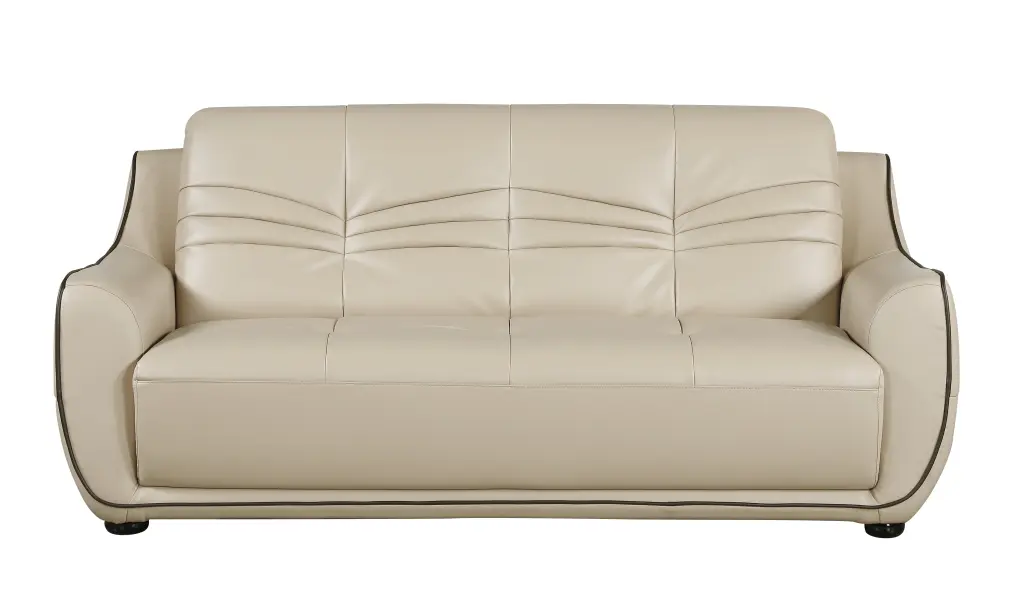 Authentic Hide Loveseat Beige Foam Leather Comfortable Seating global united