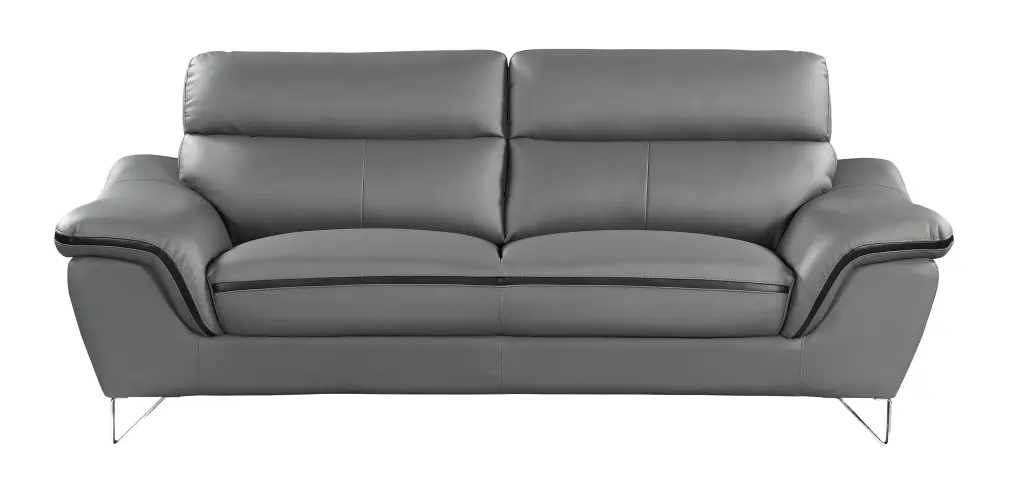 Authentic Hide Loveseat Gray Foam Cushions - Compact Sofa Small Spaces global united