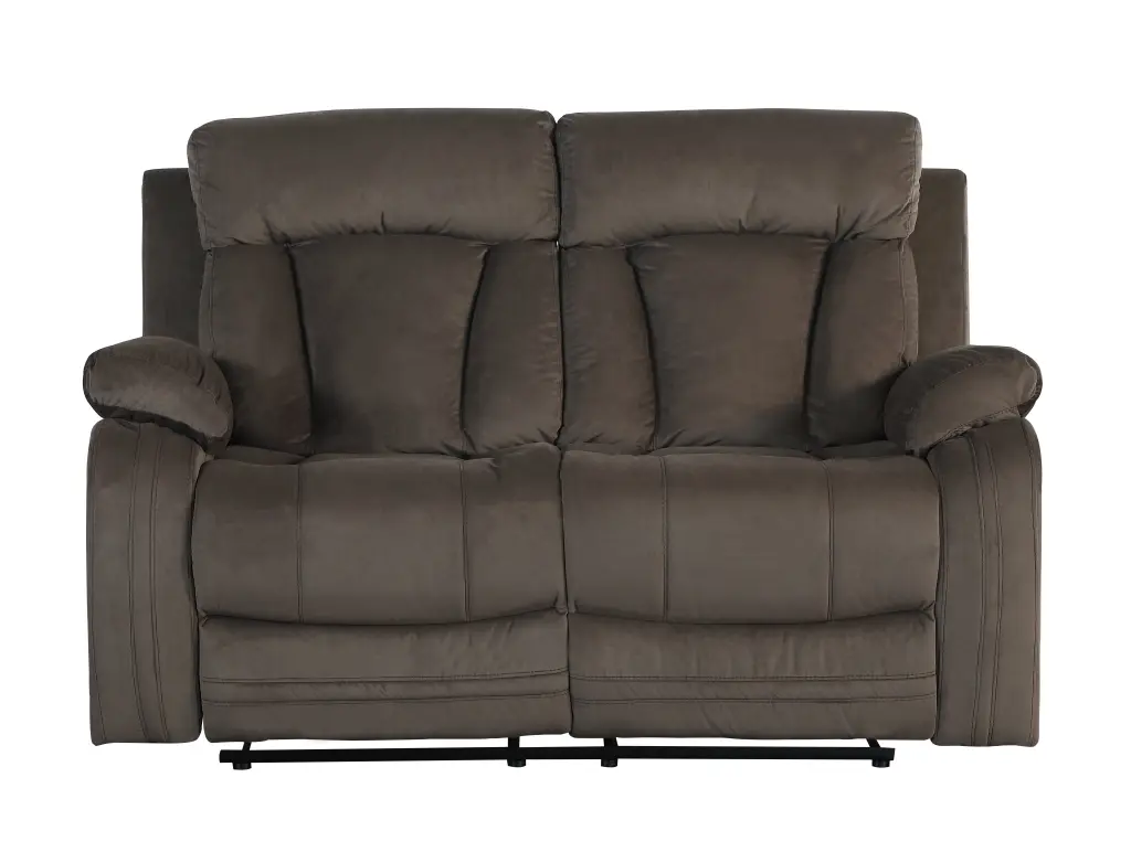 Reclining Transitional Microfiber Fabric Loveseat Brown Foam Couch global united