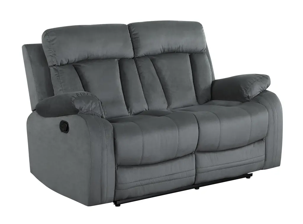 Reclining Transitional Microfiber Fabric Loveseat Gray Foam Comfortable Sofa global united