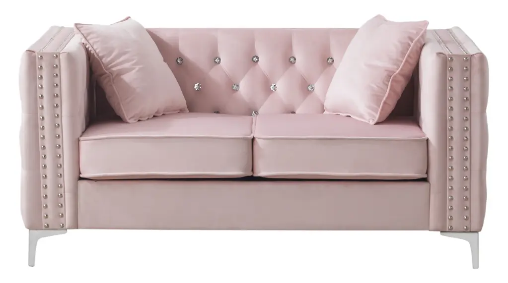 Paige G824A L Loveseat Pink Foam Velvet glory furniture