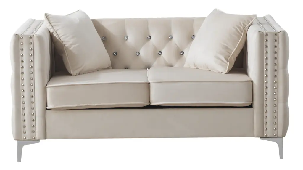 Paige G827A L Loveseat Ivory Foam Velvet Modern Design glory furniture