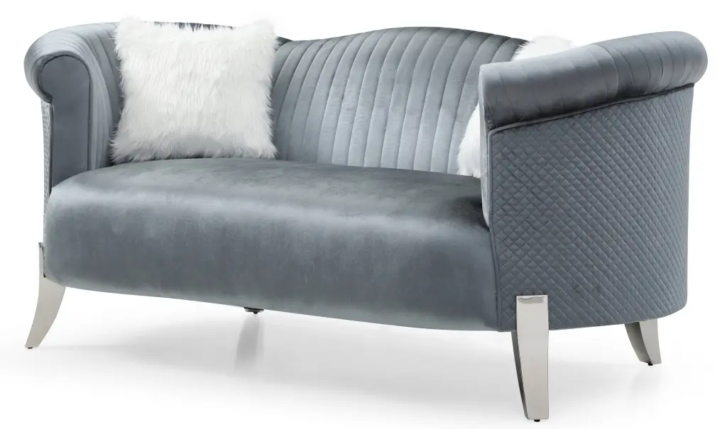 Vine G0612A L Loveseat Gray Foam Velvet glory furniture