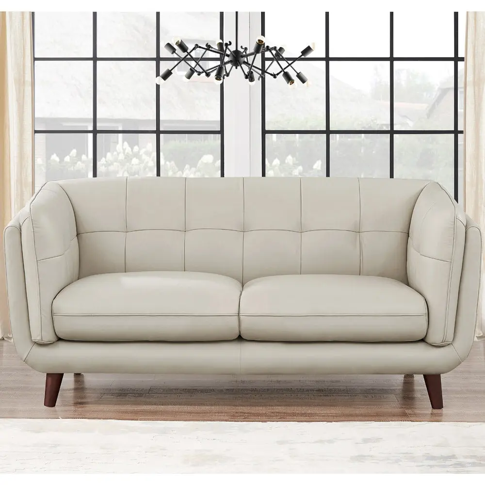 Solana Leather Loveseat Beige Down Filling Authentic Leather Sofa hydeline furniture