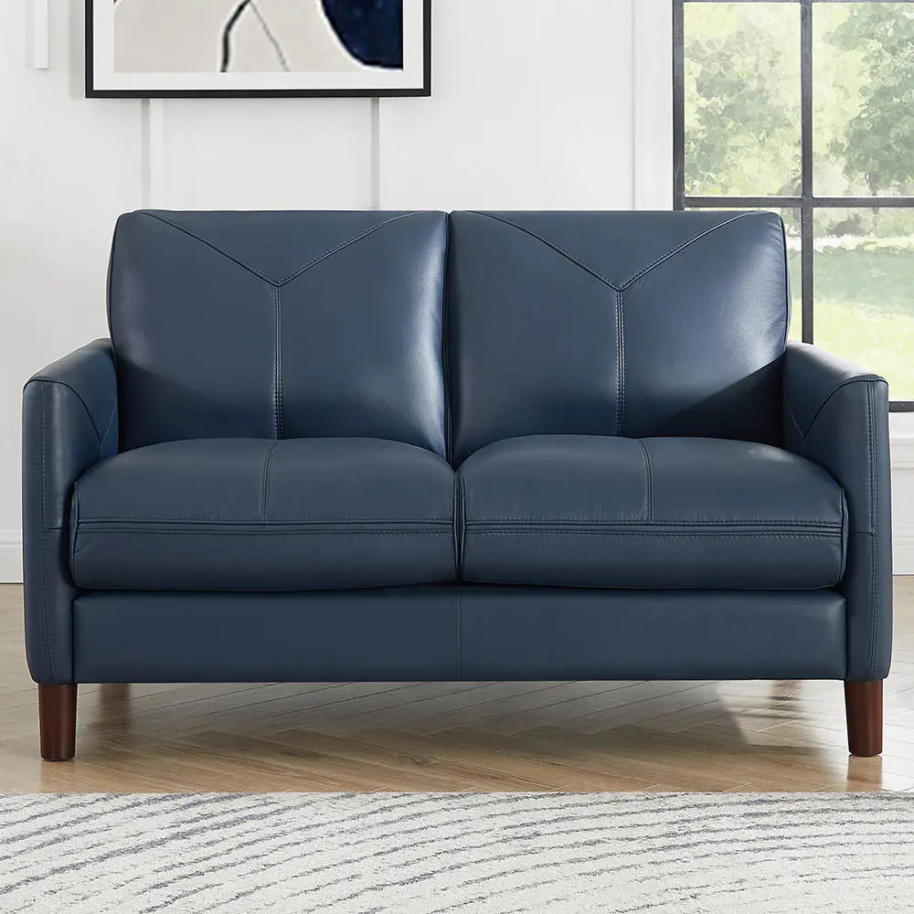 Yorkdale Hide Loveseat Navy Down Filling Authentic Hide hydeline furniture