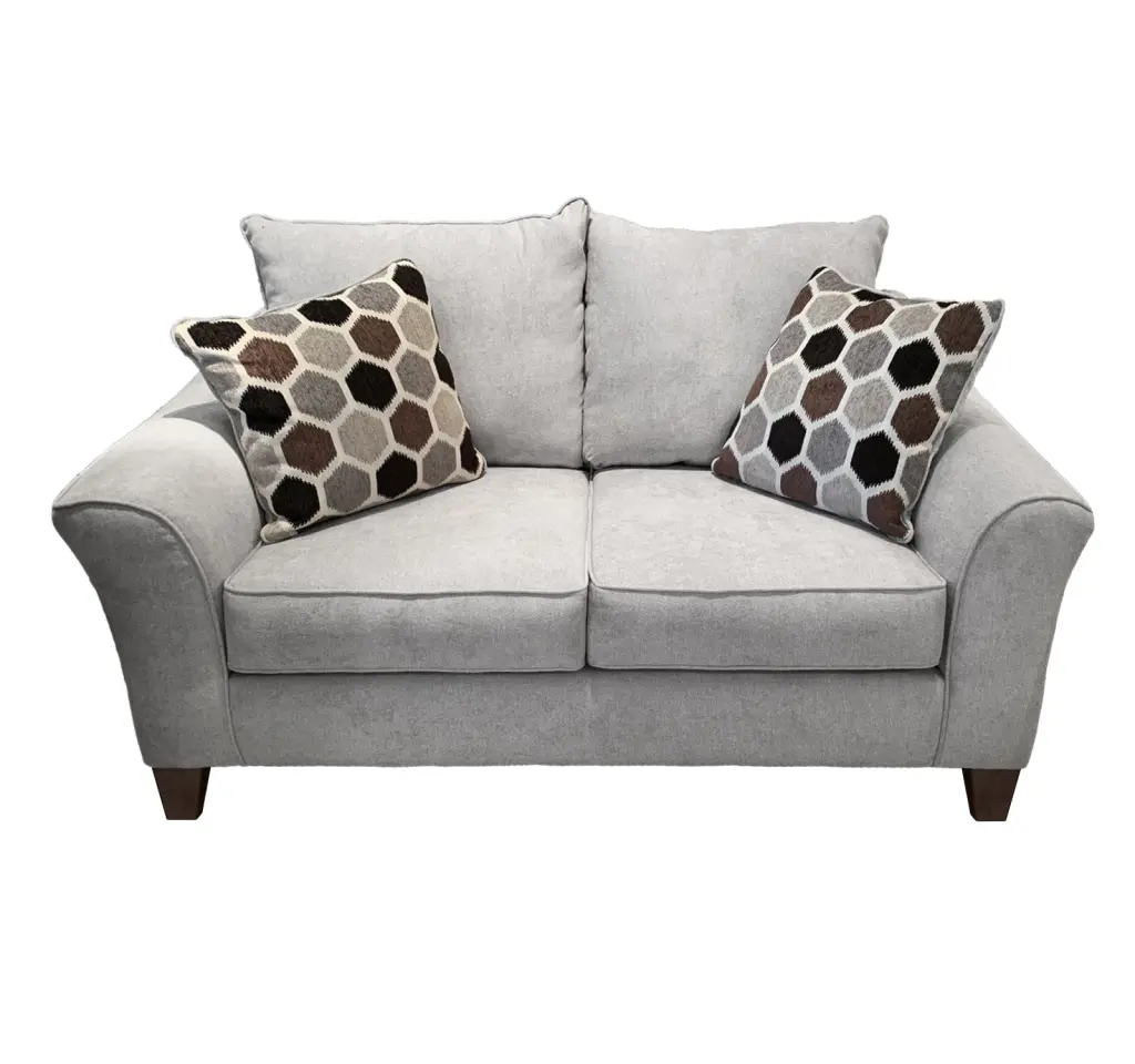 Camero Fabric Pillow Support Loveseat Gray Silver Espresso Polyester Wood Frame hz