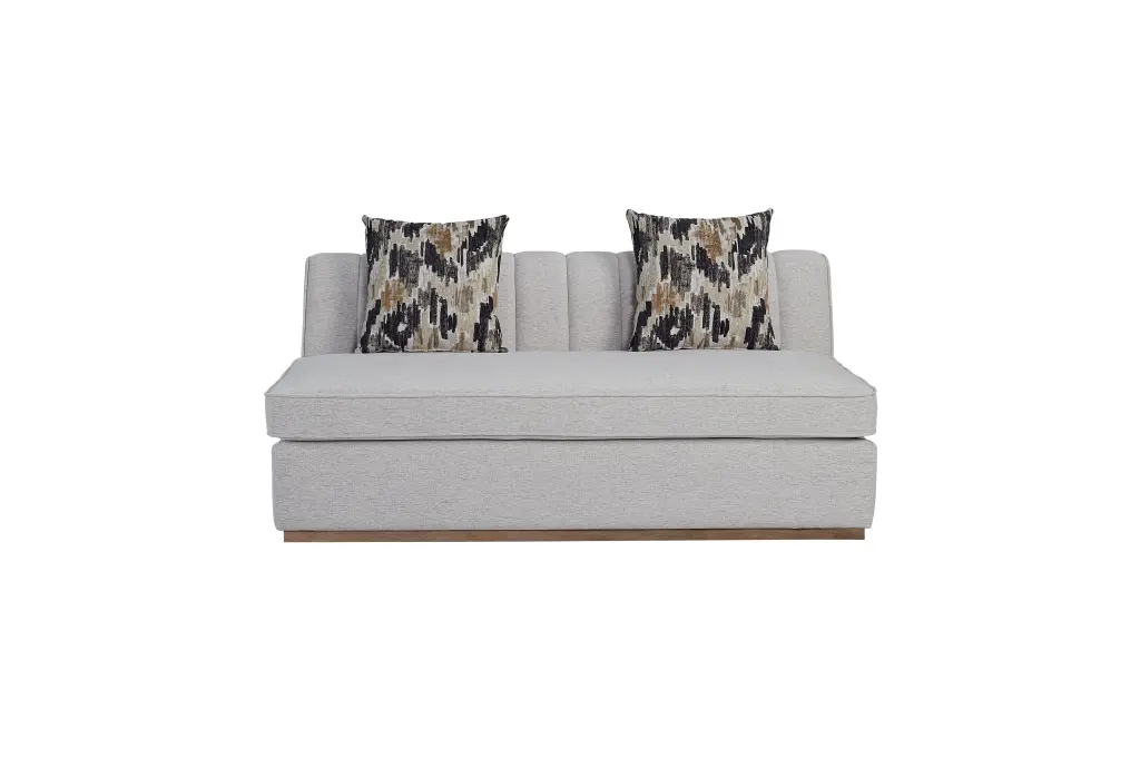 Channel Armless Loveseat Off White Upholstered Small Sofa Living Room ihomefurnishings