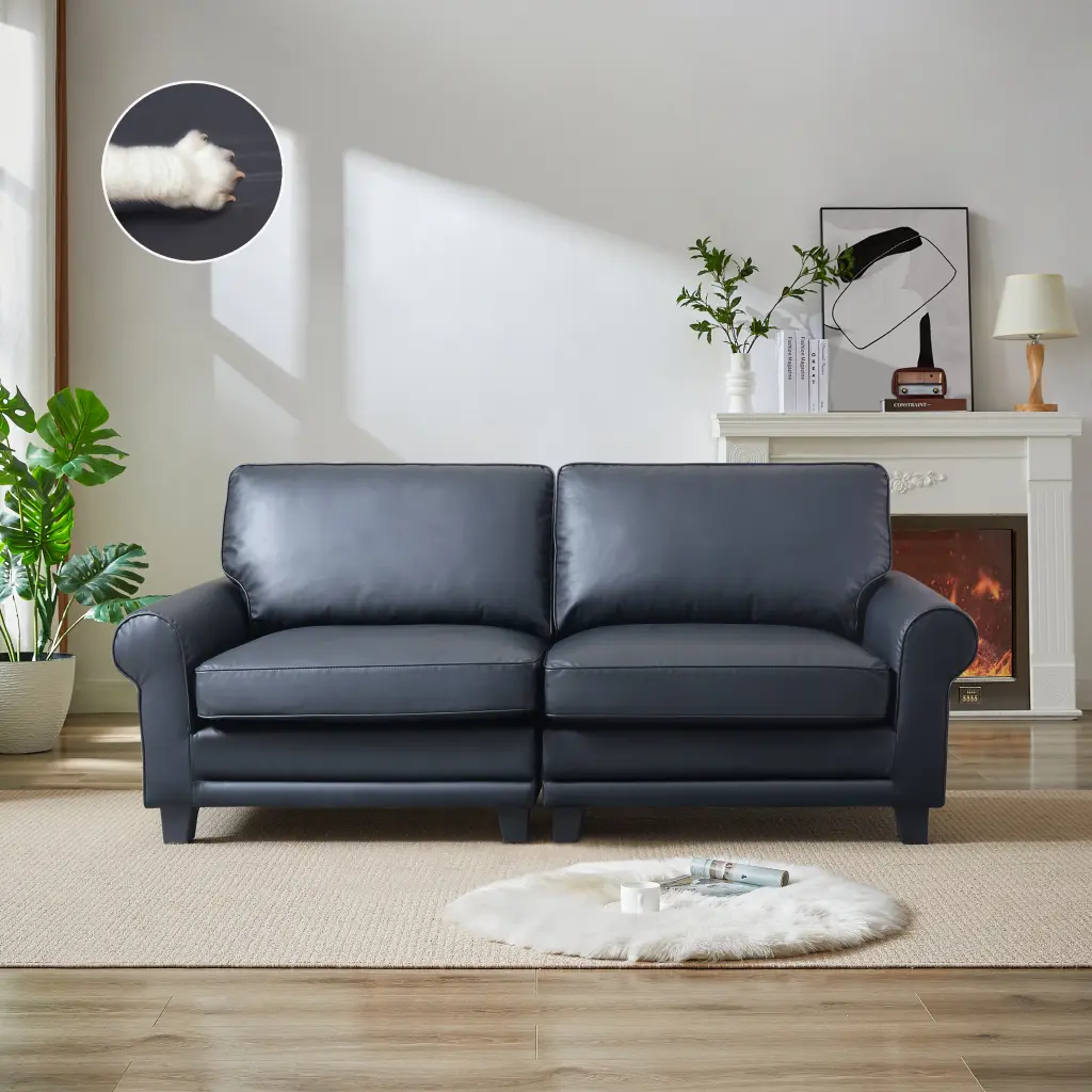 75.6 Inch Pet Friendly Fabric Rolled Arm Upholstered Loveseat 2 Seater Couch jsc furniture
