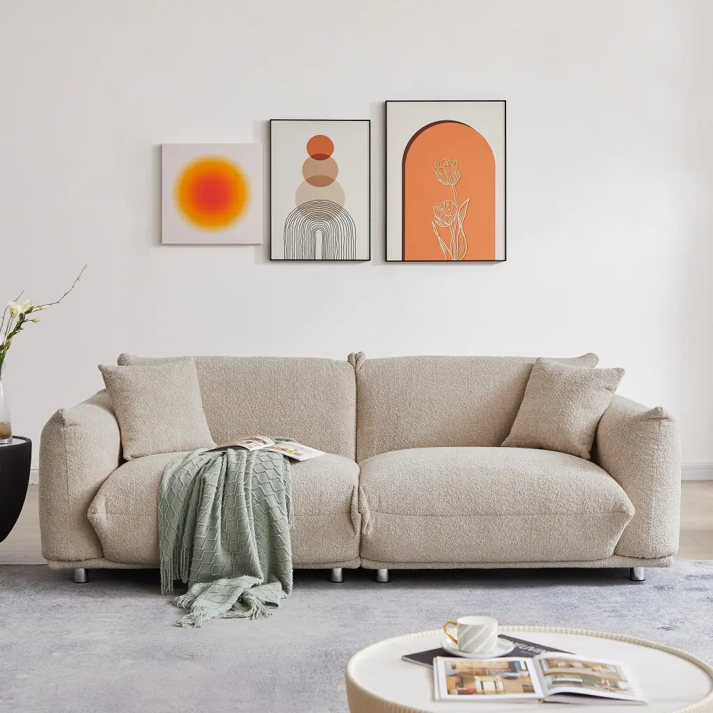 Oversized Loveseat Sofa Living Room Sherpa Fabric Metal Legs jsc furniture