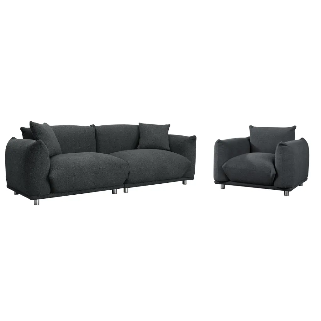 Oversized Sherpa Loveseat Sofa Metal Legs Living Room jsc furniture