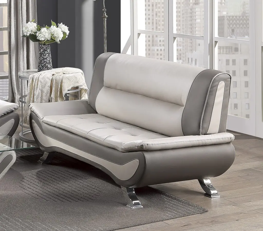 Modern Living Room 1Pc Loveseat Beige and Gray PU Upholstered kanepe